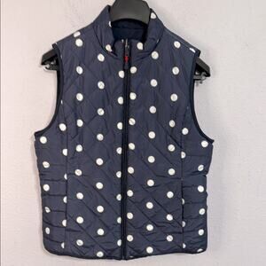 Unbranded reversible Navy Quilted Vest with White Dots Size M